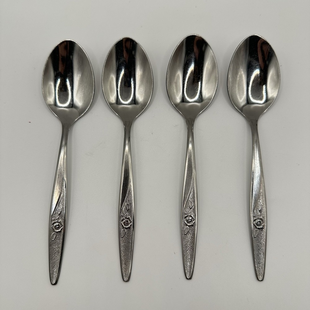 Utica Stainless -‎ Satin Rose - 7 3/8" Teaspoon Set of 4 USA Replacement